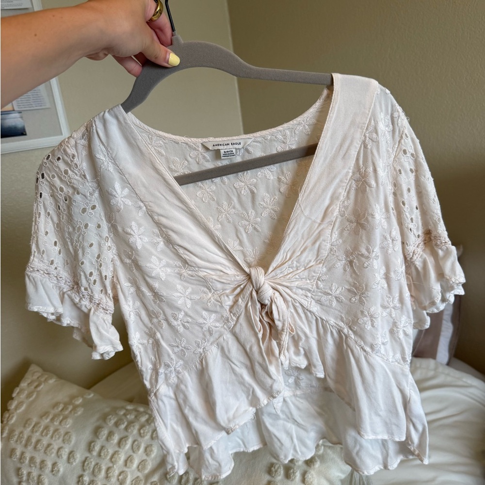 Embroidered Cream Top